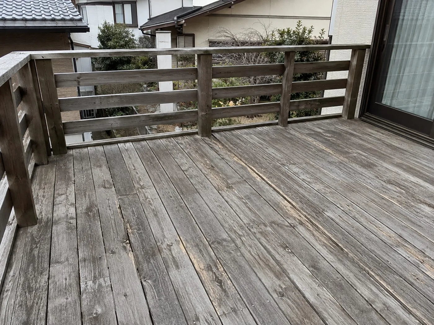 Wooden deck before maintenance
